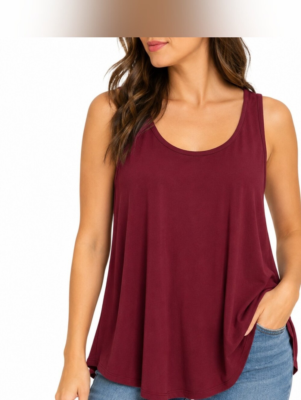 Old Navy Luxe Burgundy Swing Tank Top Sleeveless Flowy Size L